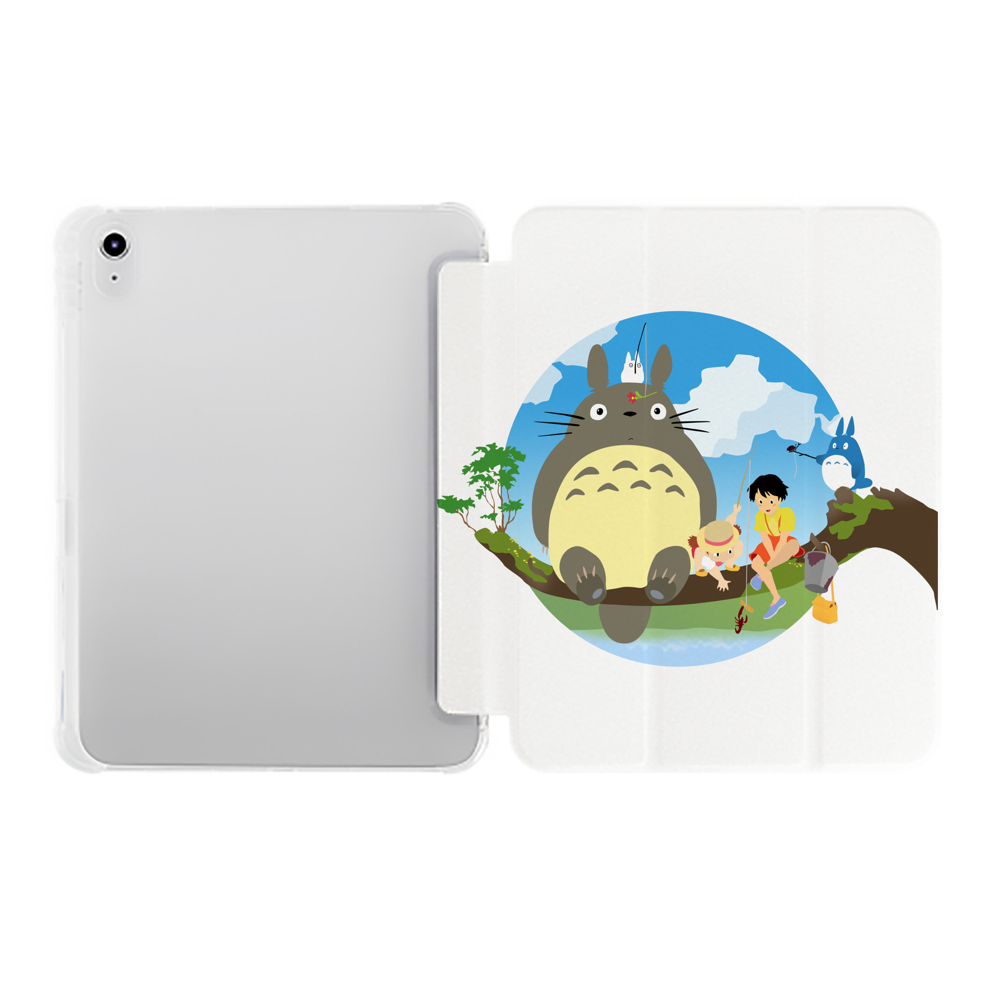 （画像用） となりのトトロ 草壁メイ 草壁サツキ My Neighbor Totoro Satsuki Kusakabe Mei Kusakabe IPad ケース ペン収納付き 三つ折りスタンド PUレザー×シリコン 対応機種9.5/10.5/10.9インチ